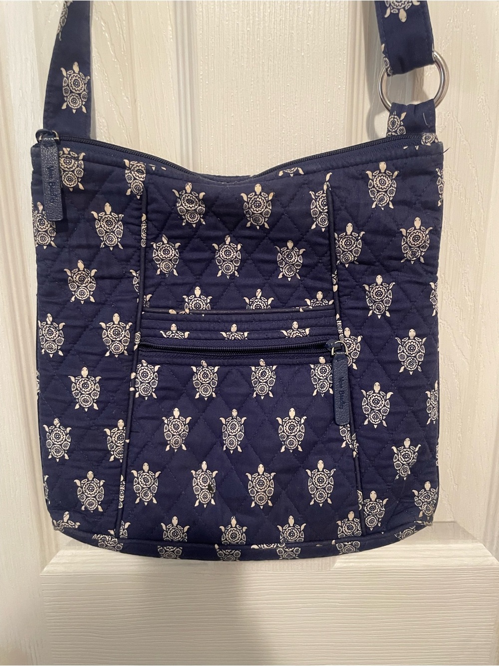 Vera Bradley Navy Quilted Shoulder Bag with White Turtle Motif